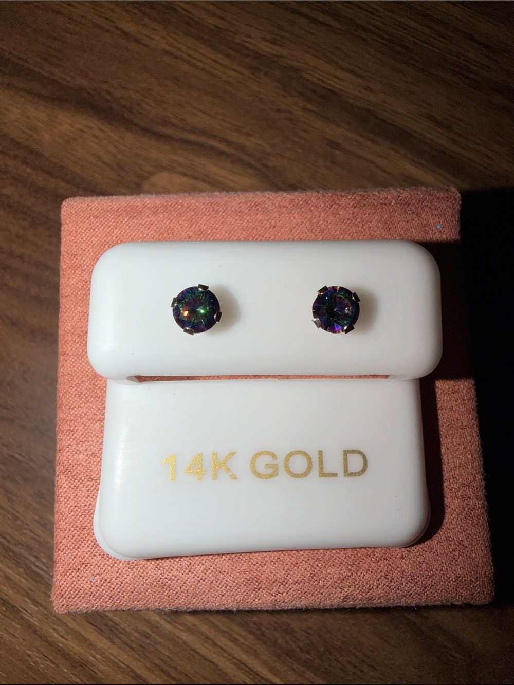14K Gold Mystic Topaz Stud Earrings - Iridescent